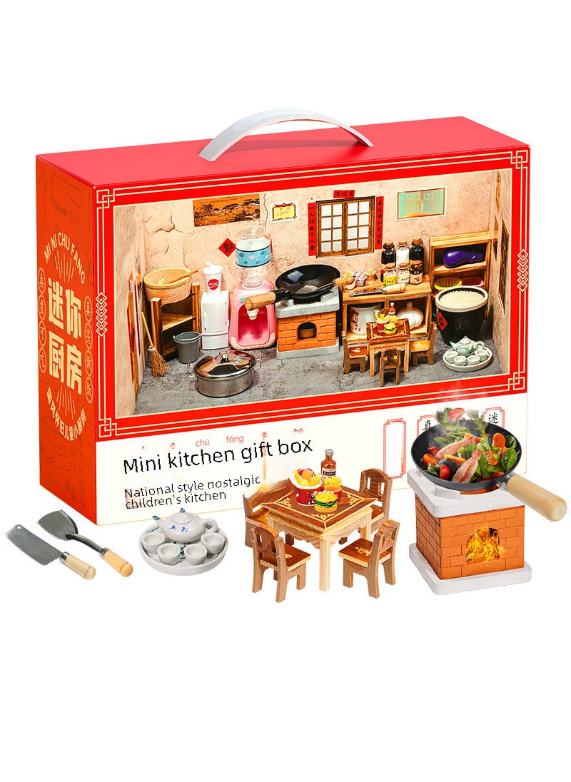 Children's mini kitchenette play house cooking toys real boiled Wood full set of simulation kitchenware set manufacturers wholesale