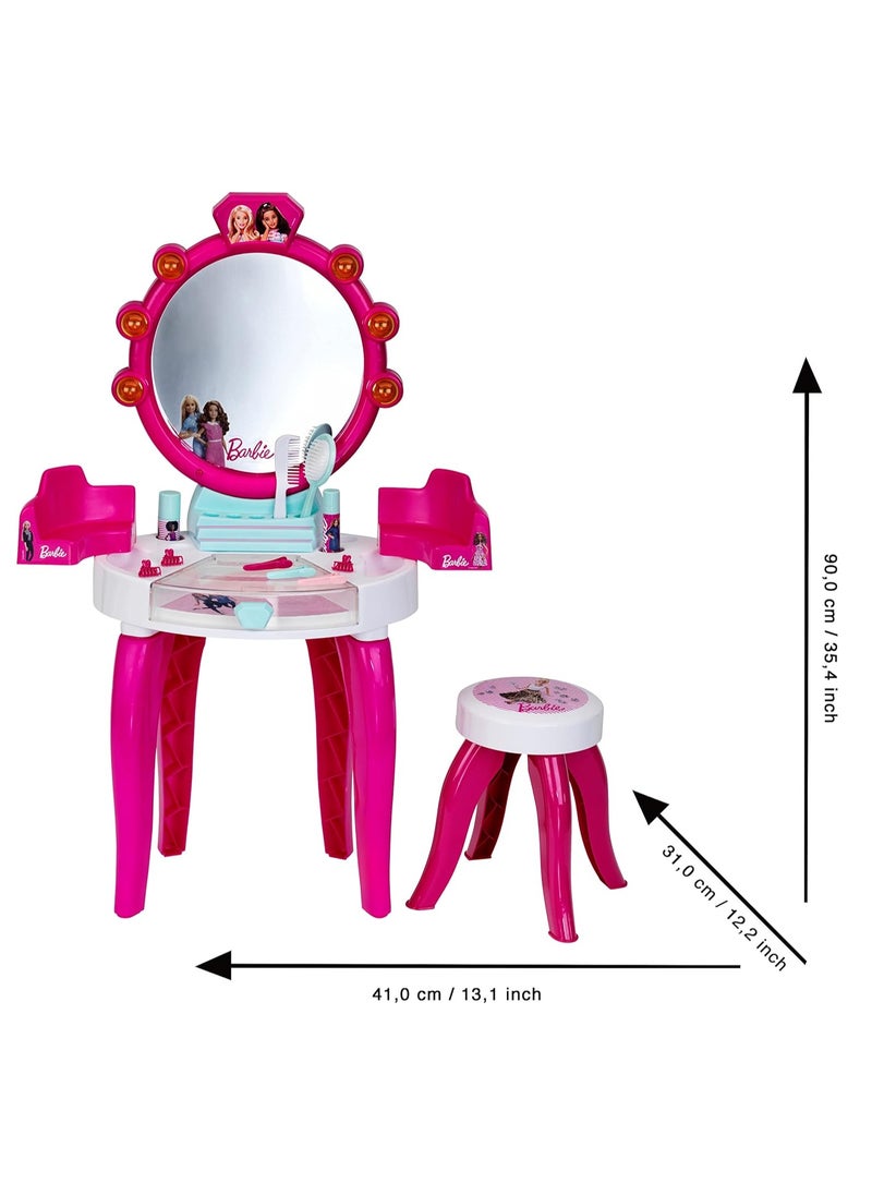 Barbie 5328 Dressing Table for Children - Pink with Stool, Light, Sound & Accessories