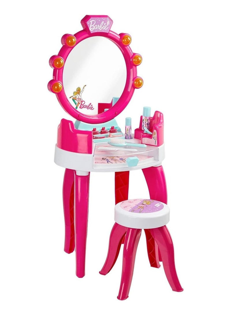 Barbie 5328 Dressing Table for Children - Pink with Stool, Light, Sound & Accessories