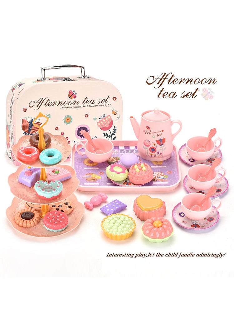 Pretend Play Desserts Tea Set Toy for Girls Tea break afternoon tea [portable gift box] M8061