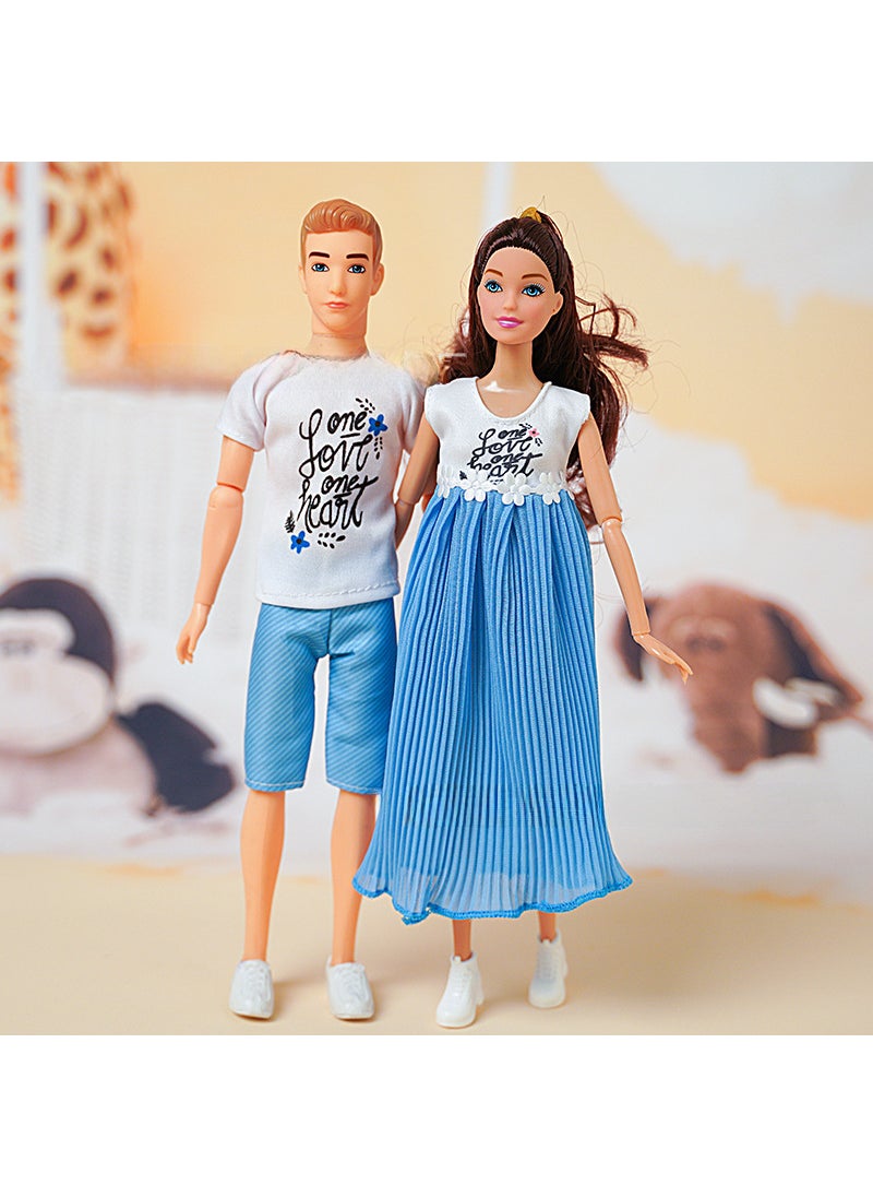 30CM Family Doll Set with Fashion Couple Shoes 11058 couple