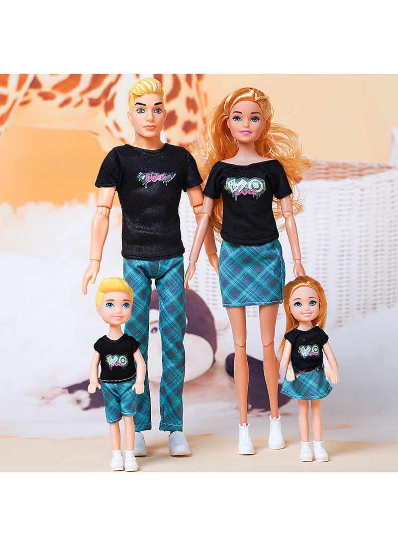 30CM Family Doll Set with Fashion Couple Shoes 11049 a family of four