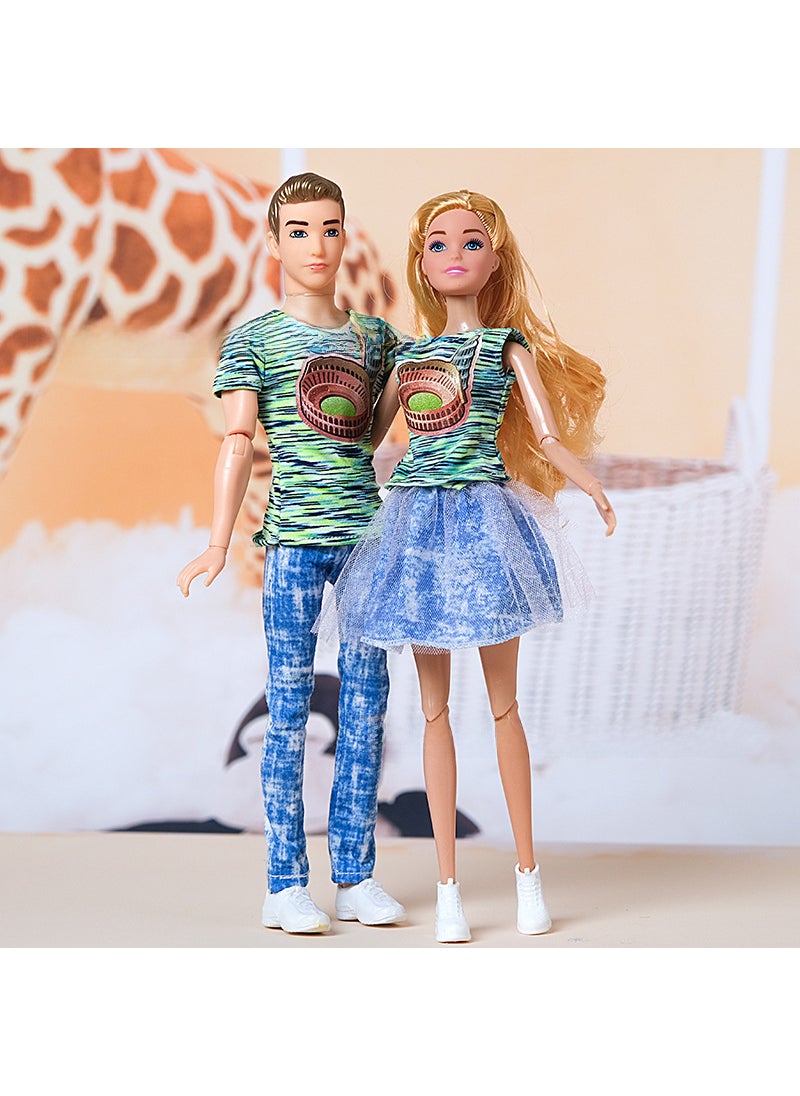 30CM Family Doll Set with Fashion Couple Shoes 11048 couple