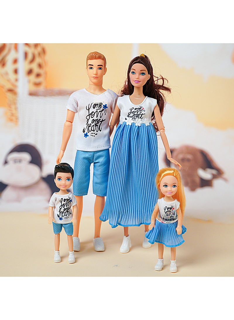 30CM Family Doll Set with Fashion Couple Shoes 11057 a family of four