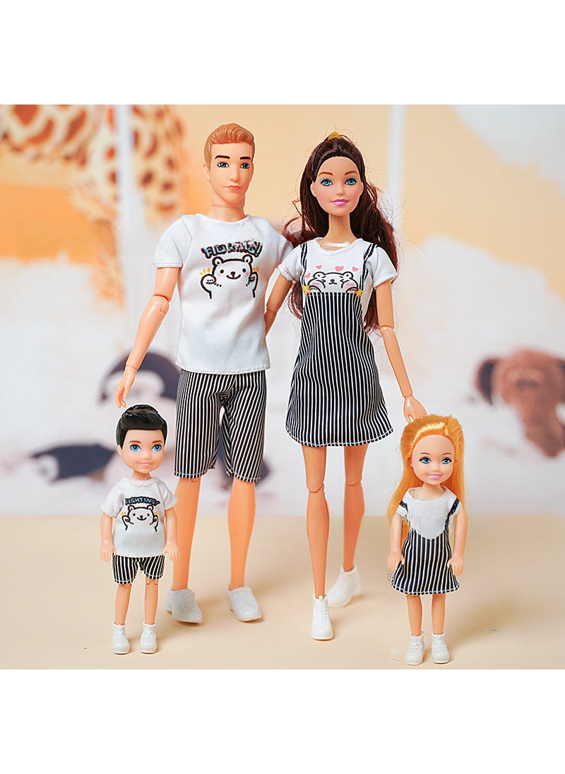 30CM Family Doll Set with Fashion Couple Shoes 11059 a family of four