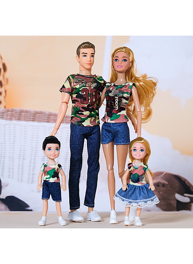 30CM Family Doll Set with Fashion Couple Shoes 11039 a family of four