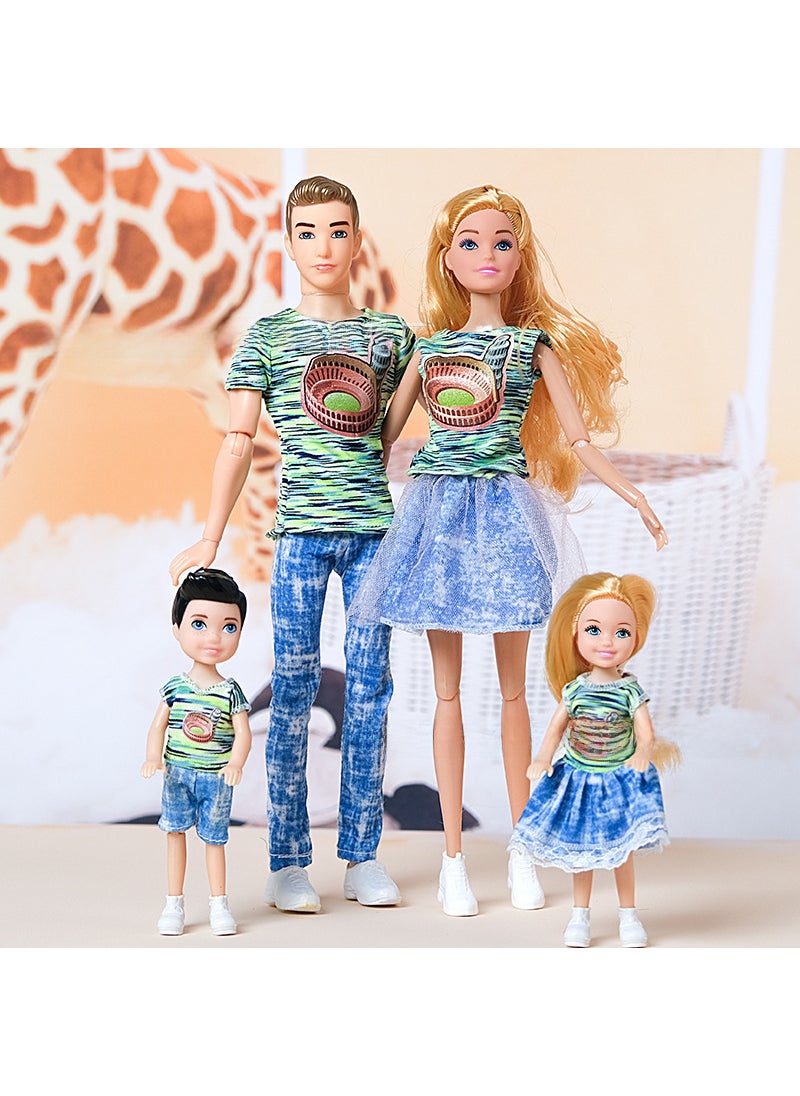 30CM Family Doll Set with Fashion Couple Shoes 11047 a family of four