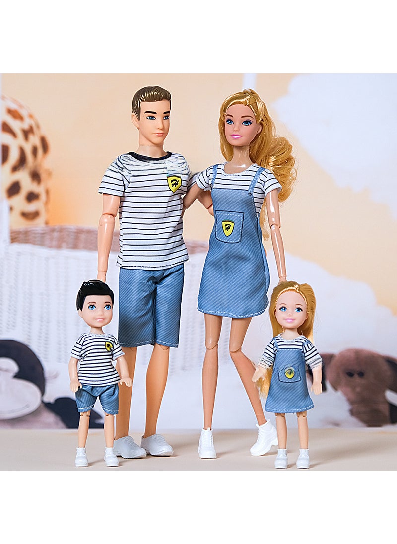 30CM Family Doll Set with Fashion Couple Shoes 11027 a family of four