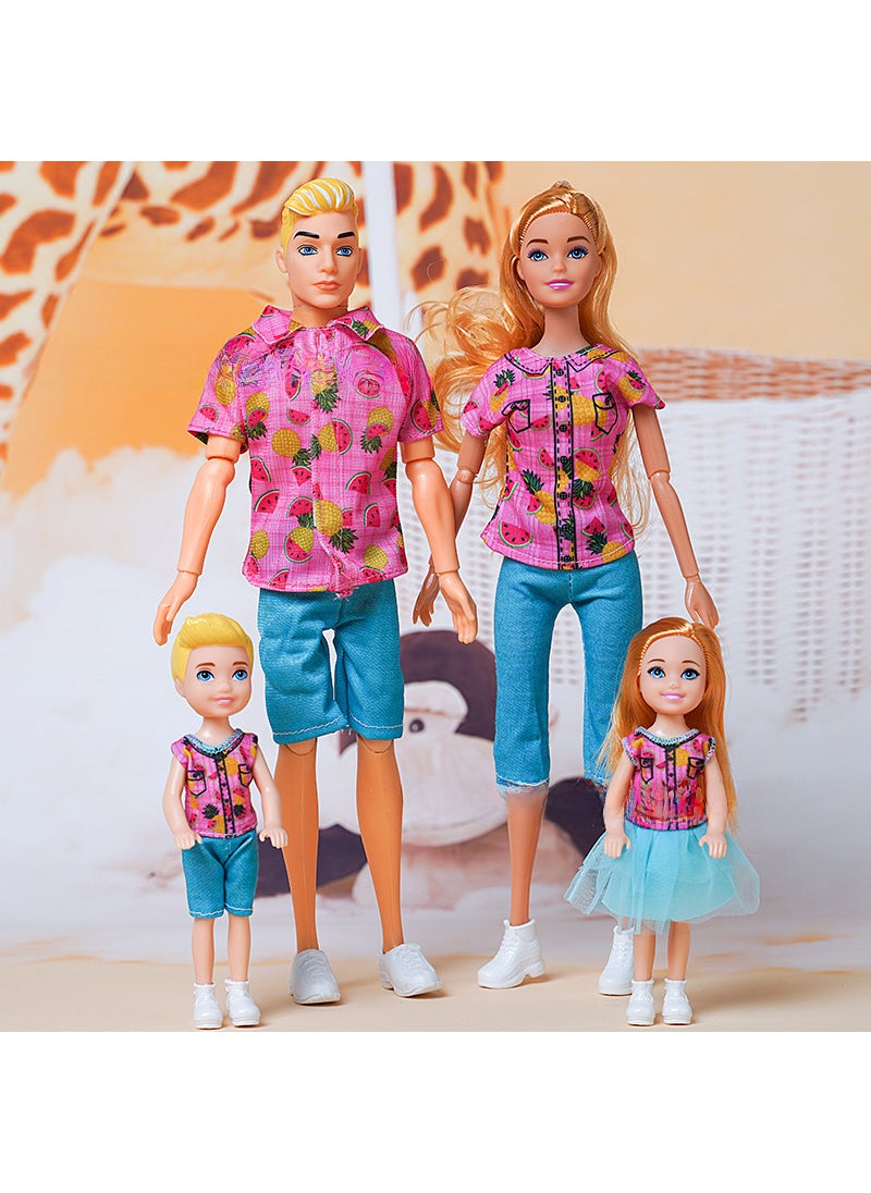 30CM Family Doll Set with Fashion Couple Shoes 11051 a family of four