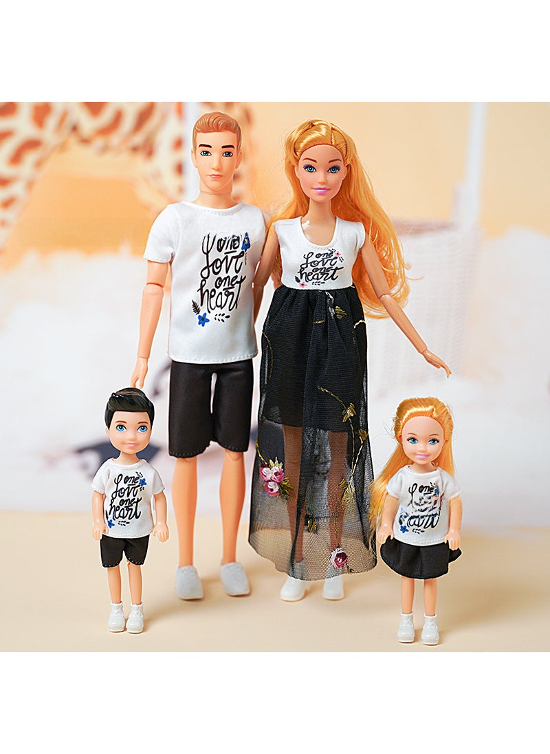 30CM Family Doll Set with Fashion Couple Shoes 11055 a family of four