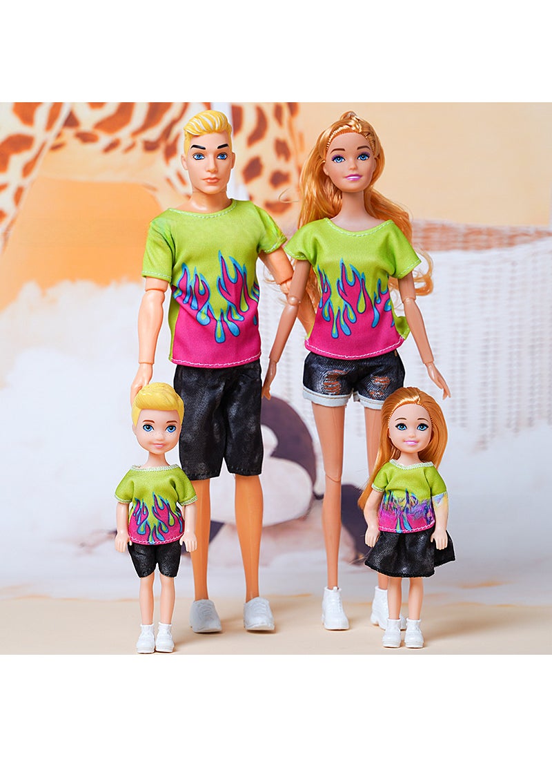 30CM Family Doll Set with Fashion Couple Shoes 11023 a family of four