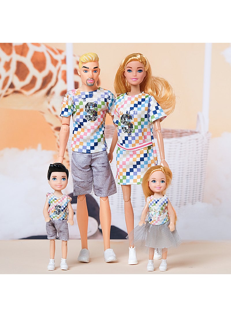 30CM Family Doll Set with Fashion Couple Shoes 11033 a family of four