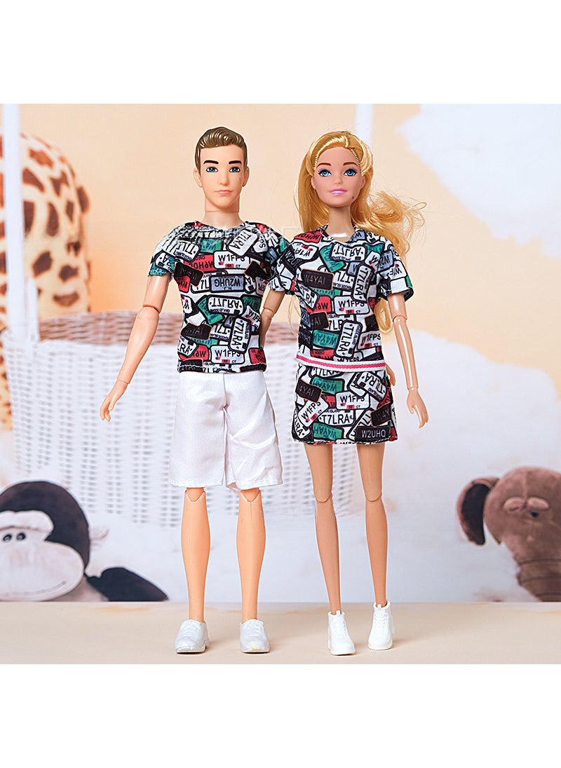 30CM Family Doll Set with Fashion Couple Shoes 11036 couple