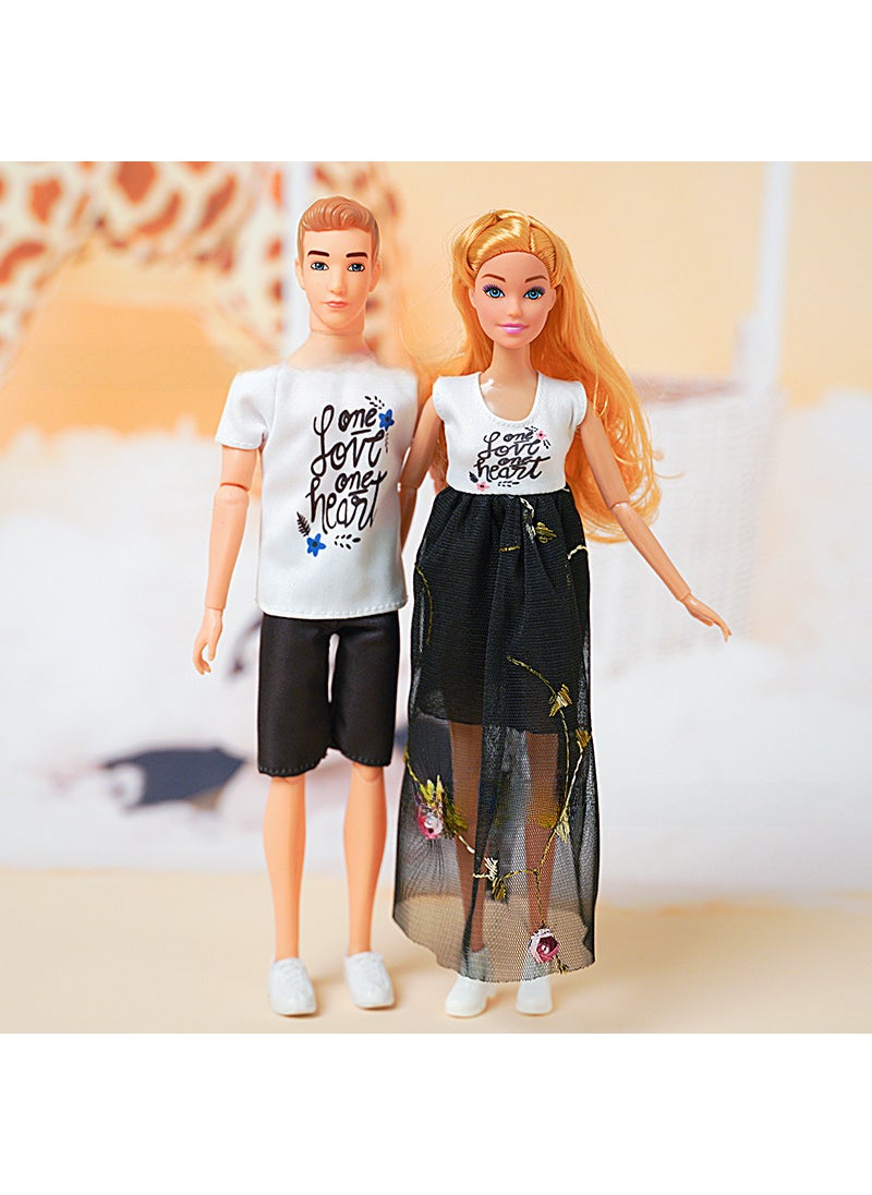 30CM Family Doll Set with Fashion Couple Shoes 11056 couple