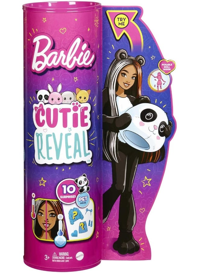 Barbie Cutie Reveal Dolls with Animal Plush Costume & 10 Surprises Including Mini Pet & Color Change