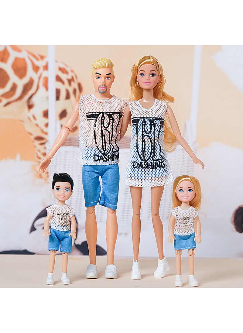 30CM Family Doll Set with Fashion Couple Shoes 11031 a family of four