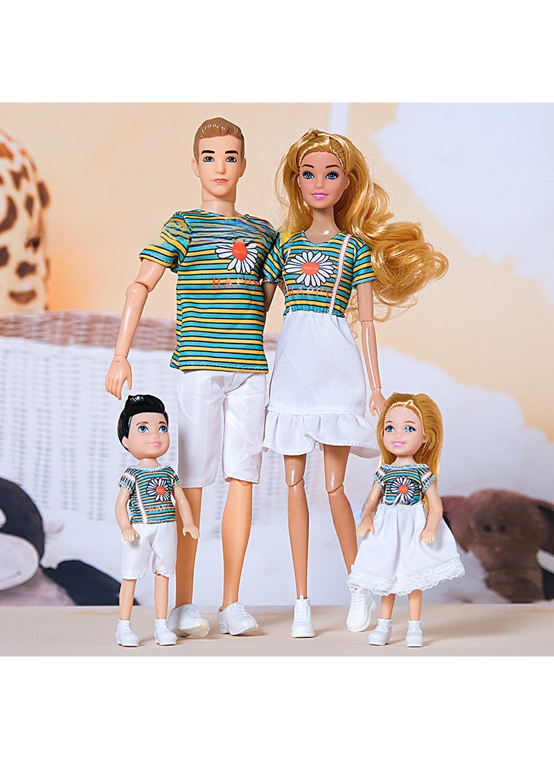 30CM Family Doll Set with Fashion Couple Shoes 11025 a family of four