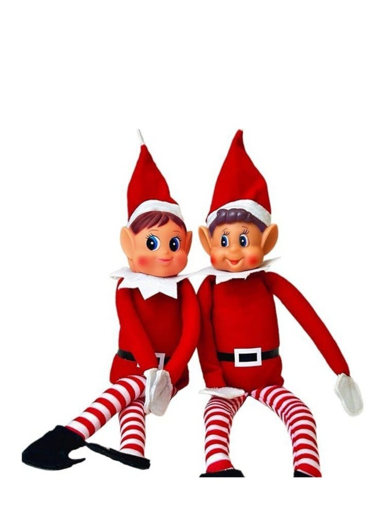 2Pcs Christmas Elf Behaving Badly Plush Toy  Novelty Long Bendy Naughty Boy And Girl Elves Doll