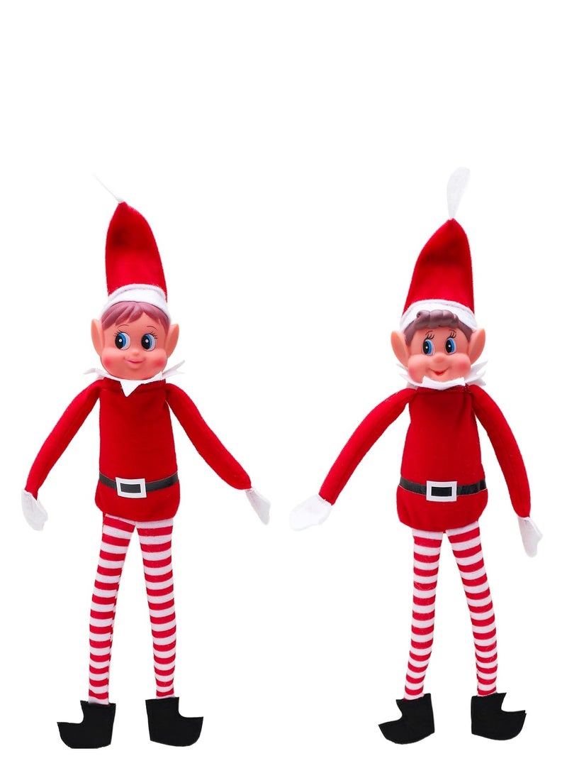 2Pcs Christmas Elf Behaving Badly Plush Toy  Novelty Long Bendy Naughty Boy And Girl Elves Doll
