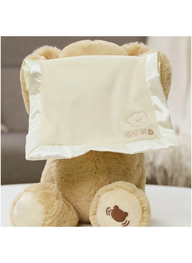 Peek-A-Boo Teddy Bear Plush, Animated Stuffed Animal for Babies and Newborns, 11.5