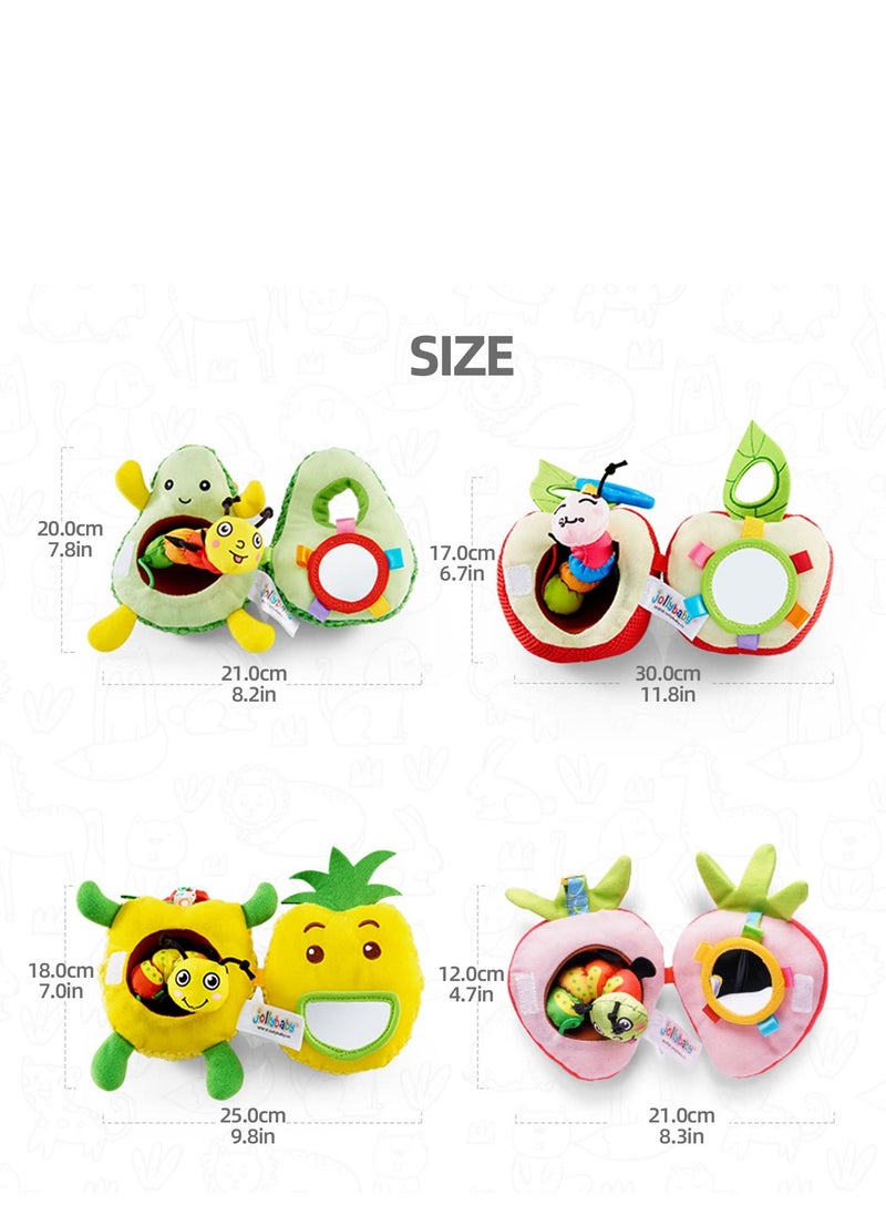 Baby Plush Fruit Doll Toys, Baby Education Toys Caterpillars Eat Fruit Avocado Toys Bed Hanging Baby's Comfort Toy Ringing Bed Bell For Gift for Infant boy & Girl 3 Months+(Apple)