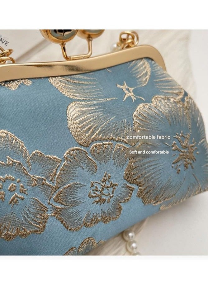 Chinese Style Embroidered Women's Bag Chinese Rretro Handbag Crossbody Bag Versatile Pearl Dinner Bag