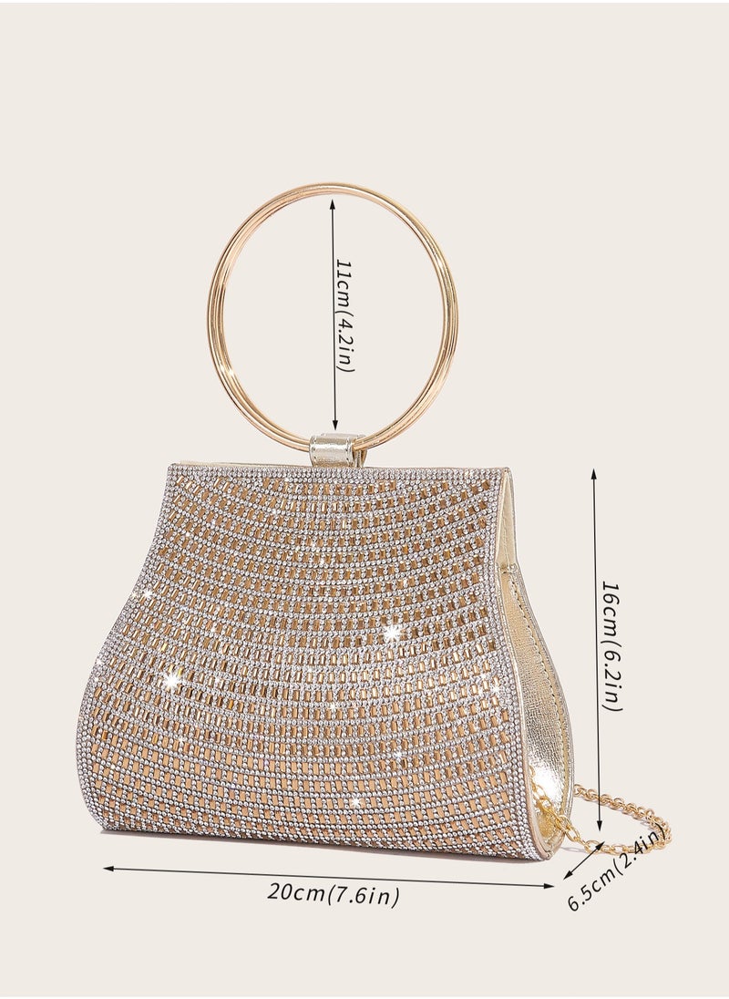 New Banquet Bag PU Diamond Bbag European And American Women's Chain Bag Premium Magnetic Buckle Handbag