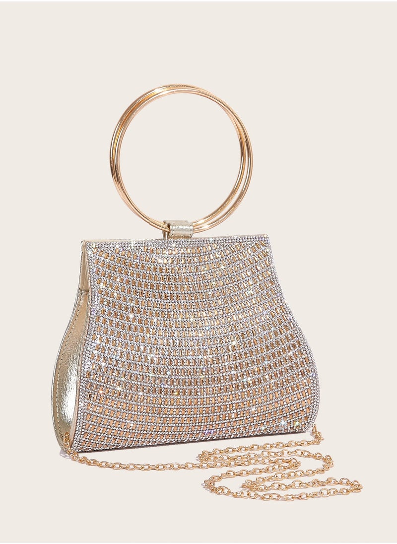 New Banquet Bag PU Diamond Bbag European And American Women's Chain Bag Premium Magnetic Buckle Handbag