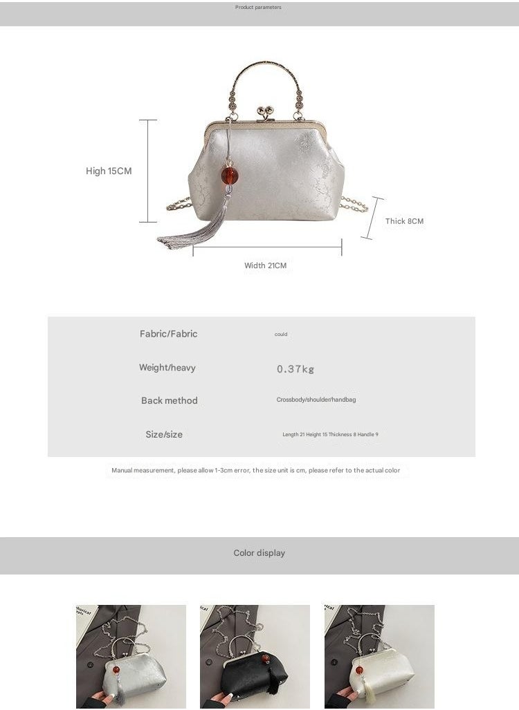 New Evening Bag Women's Shoulder Crossbody Bag Ins Chain Clip Bag Tassel Fashion Versatile Women's Bag