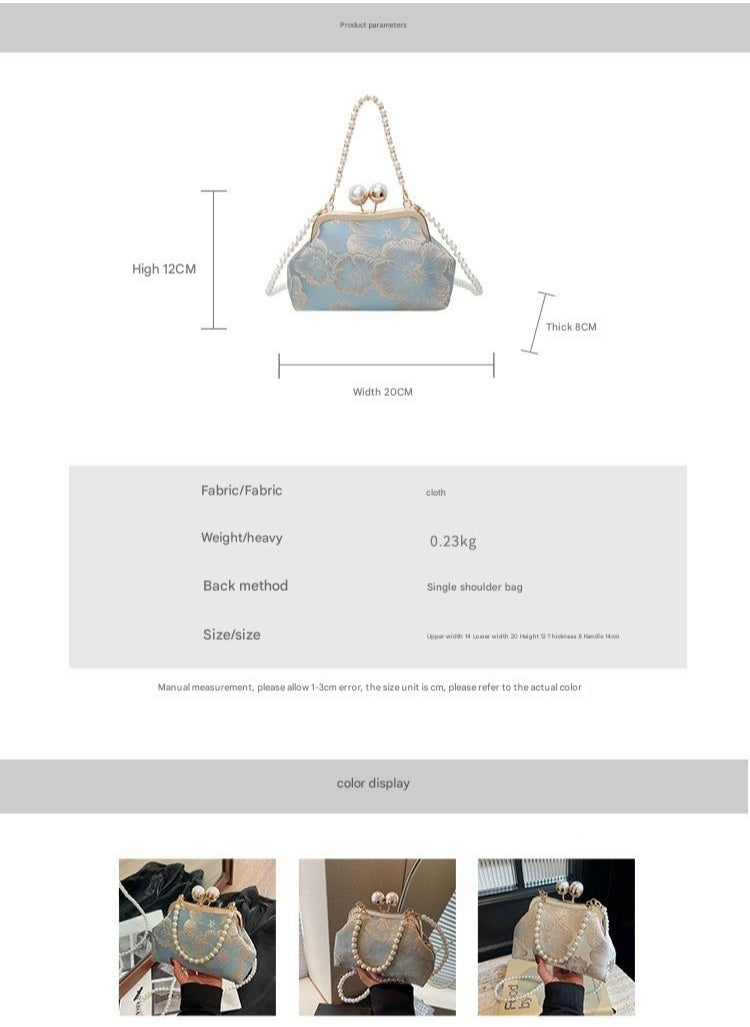 Chinese Style Embroidered Women's Bag Chinese Rretro Handbag Crossbody Bag Versatile Pearl Dinner Bag