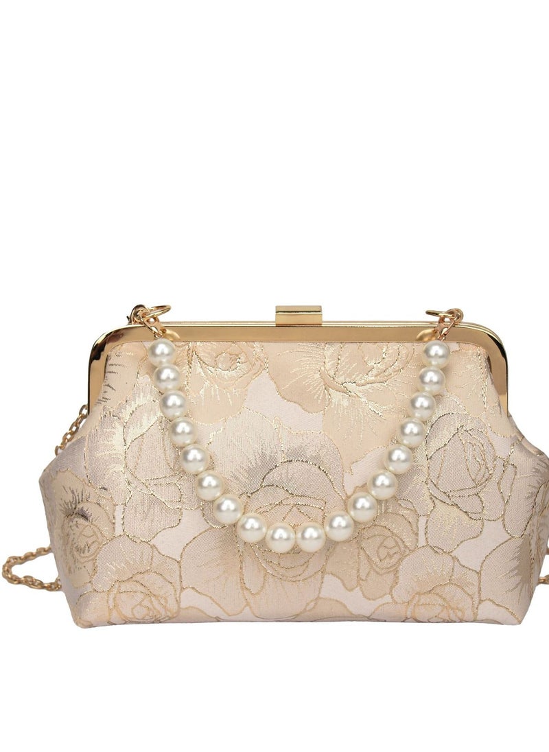 Ladies' One Shoulder Crossbody Bag With Ins Chain Hand-held Dinner Bag Embroidered Niche High-end Feel