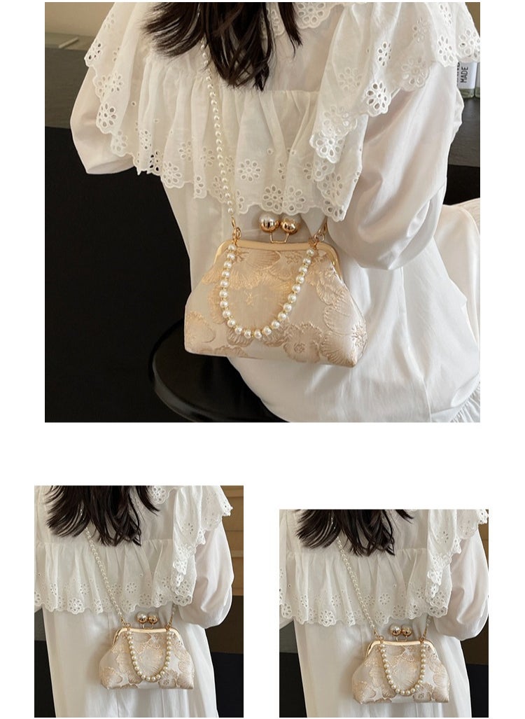 Chinese Style Embroidered Women's Bag Chinese Rretro Handbag Crossbody Bag Versatile Pearl Dinner Bag