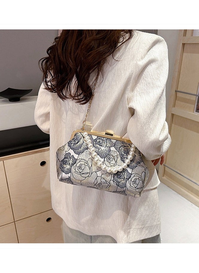 Ladies' One Shoulder Crossbody Bag With Ins Chain Hand-held Dinner Bag Embroidered Niche High-end Feel