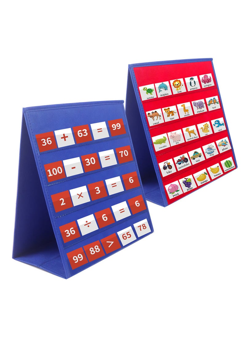 Foldable Tabletop Pocket Chart Stand red blue