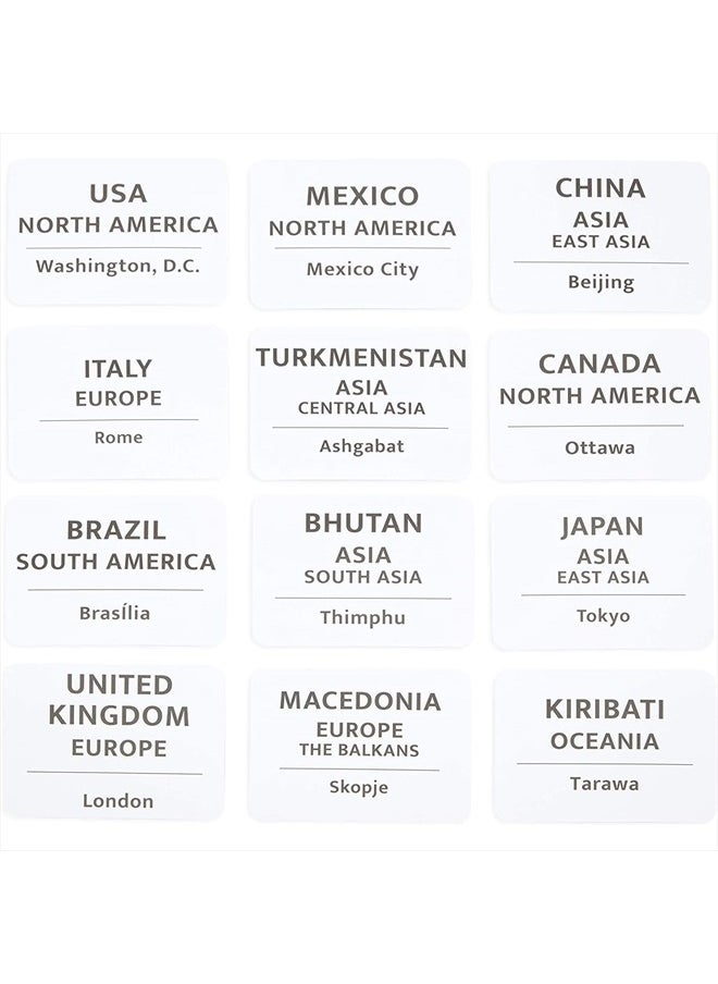 205 Countries of The World Flags Flash Cards for Education - Kids Geography Country Flashcards with Continent and Capital (2.5 x 3.5 in)