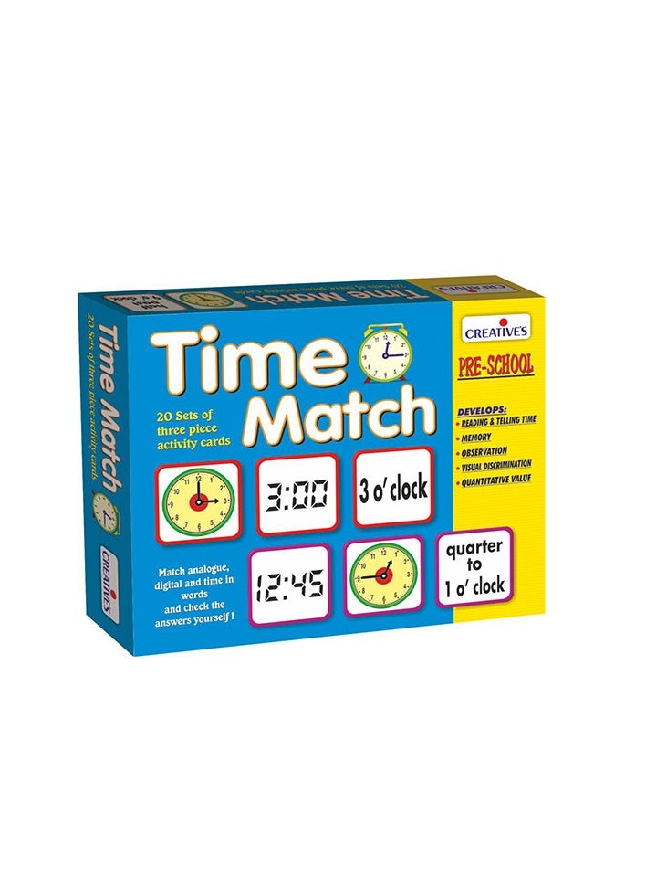 Creative’s Time Match | Match Analogue Digital and time in words | Reading & Telling Time for Kids| Different Matching Activities for kids | Match Analogue & Digital Time| 60 Piece Card | Ages 5 & Up