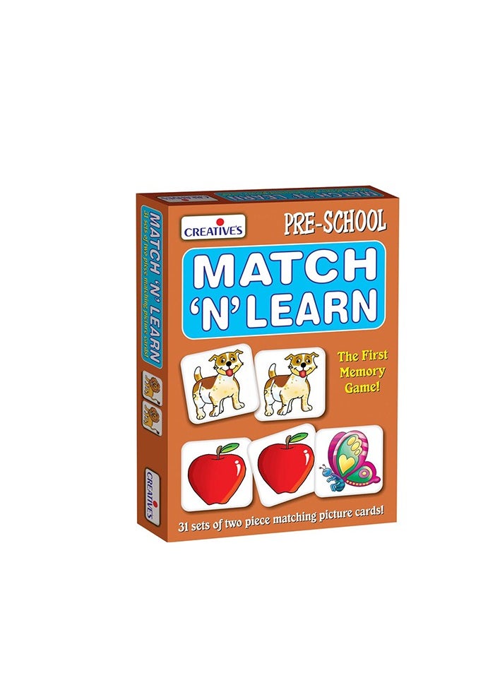 Creative's Match 'N' Learn | The First Memory Game | Pre-School Picture Cards for kids | Pre-School Learning & Educational Game | Matching Game | for Ages 3 & up