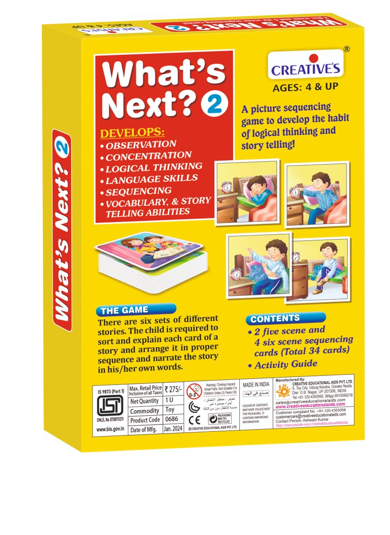 Creative's What's Next -2| A Memory Game to Develop Logical Thinking & Story Telling | Sequence Cards| Pre-School Games | Learning & Educational | What's Next Series for Ages 4 & Up