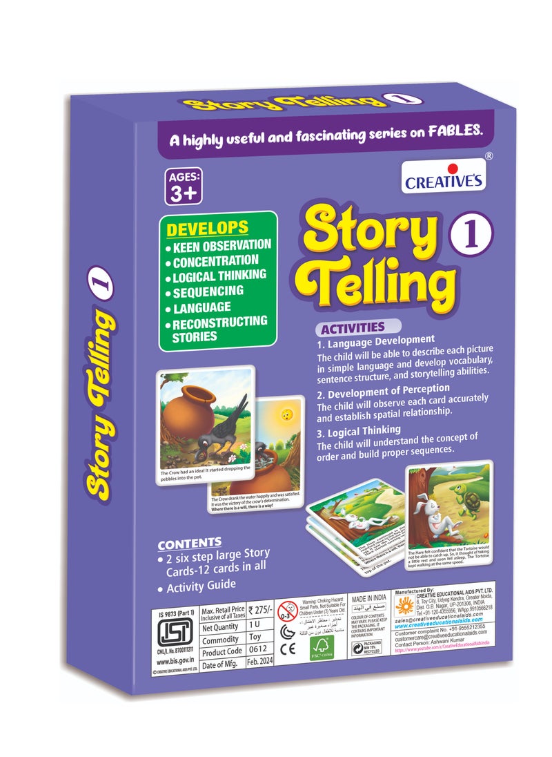 Creative's Story Telling-1 |Story Telling Sequence Cards |Learning & Educational |Story Telling Picture Series |Pre-school Story Telling Game |The Thirsty Crow & The Hare and The Tortoise |Ages 3 & Up