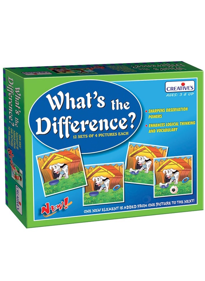 Creative’s What’s The Difference | Children Develop Their Observation Powers and Logical Thinking Skills| One New Element is Added from One Picture to The Next| Preschool Learning Games |Ages 3 &Up