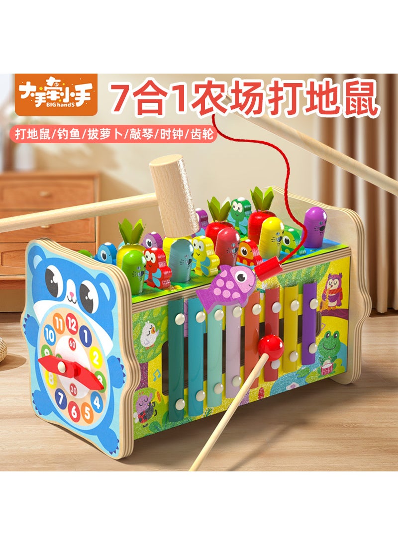 cpc childrens educational toys farm radish pulling toys shape matching wooden intelligence car baby 1-3 years old 18-hole shape animal intelligence car