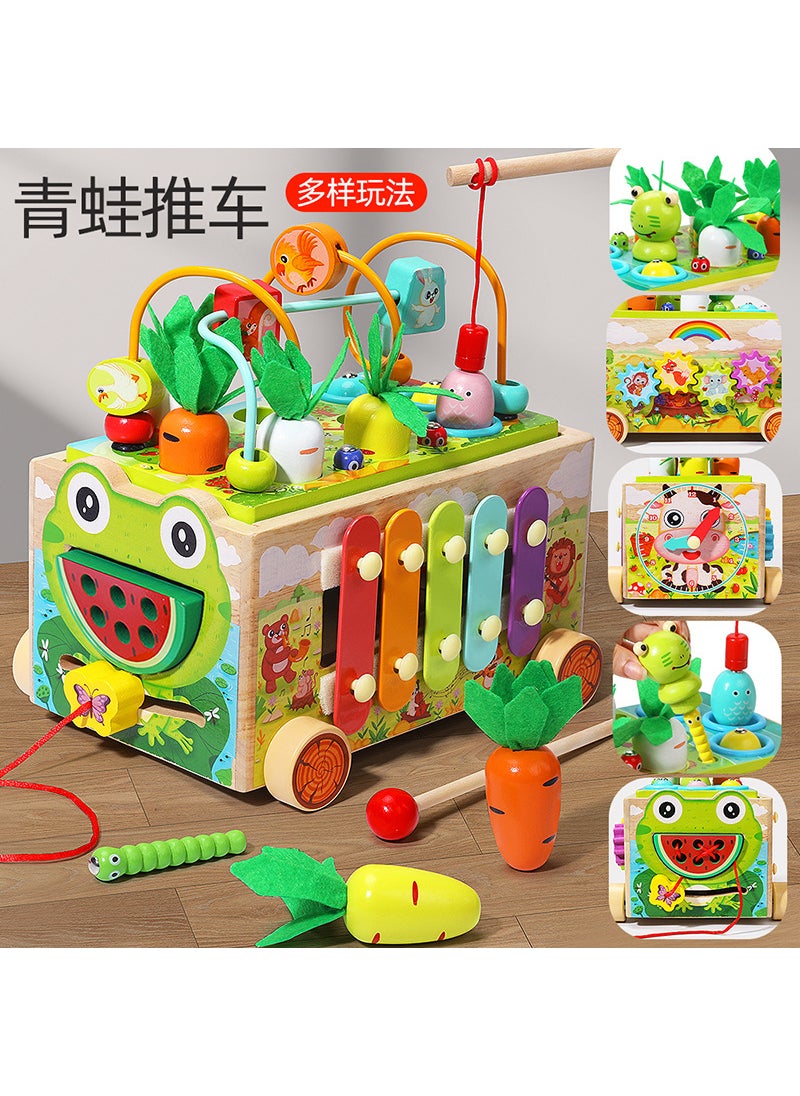 cpc childrens educational toys farm radish pulling toys shape matching wooden intelligence car baby 1-3 years old 17-hole intelligence car