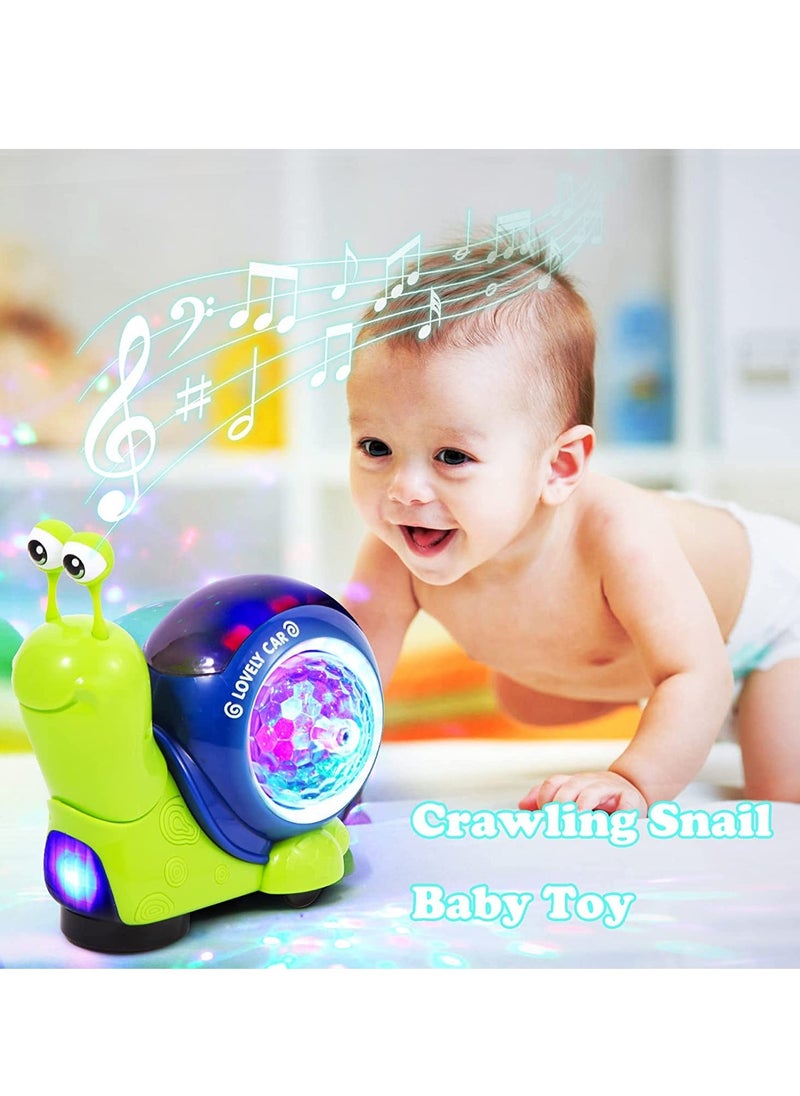 Crawling Snail Baby Toy, Kids Musical Snail Interactive Toy with Sensor Obstacle Avoidance, Musical Light up Crawling Toys, Early Learning Educational Toys for 6 9 12 Months Kids Infants Baby