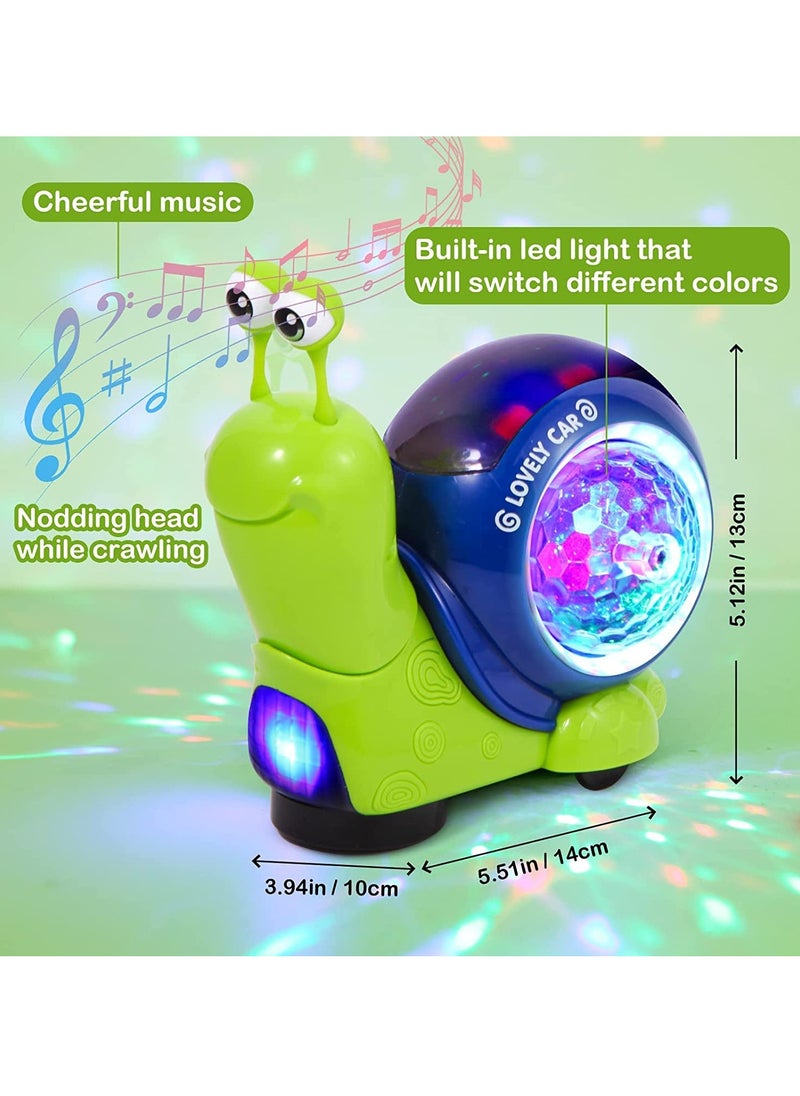 Crawling Snail Baby Toy, Kids Musical Snail Interactive Toy with Sensor Obstacle Avoidance, Musical Light up Crawling Toys, Early Learning Educational Toys for 6 9 12 Months Kids Infants Baby