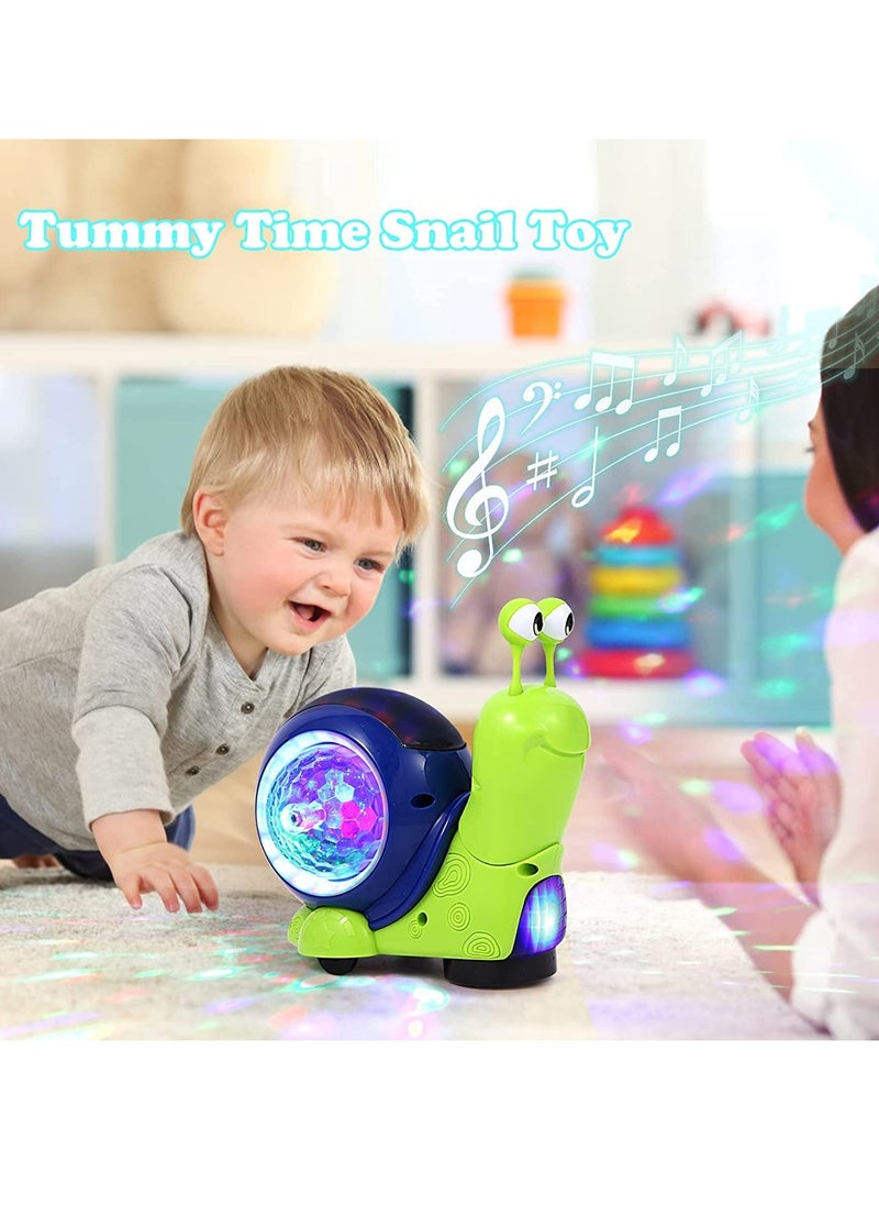 Crawling Snail Baby Toy, Kids Musical Snail Interactive Toy with Sensor Obstacle Avoidance, Musical Light up Crawling Toys, Early Learning Educational Toys for 6 9 12 Months Kids Infants Baby