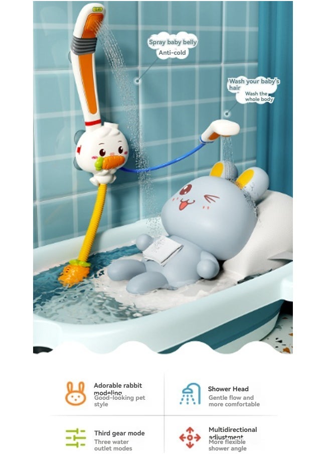 Baby Bath Toys Rabbit Sprinklers - Electric Adjustable Shower Head Water Spray Bathtub Toy, 3 pack Suction Cup Spinning Top Toys,Baby Kids Toddler Shower Gifts for 1 2 3 4 5 Year Olds