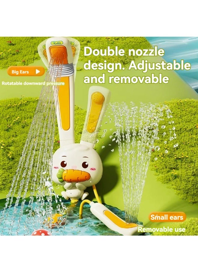 Baby Bath Toys Rabbit Sprinklers - Electric Adjustable Shower Head Water Spray Bathtub Toy, 3 pack Suction Cup Spinning Top Toys,Baby Kids Toddler Shower Gifts for 1 2 3 4 5 Year Olds