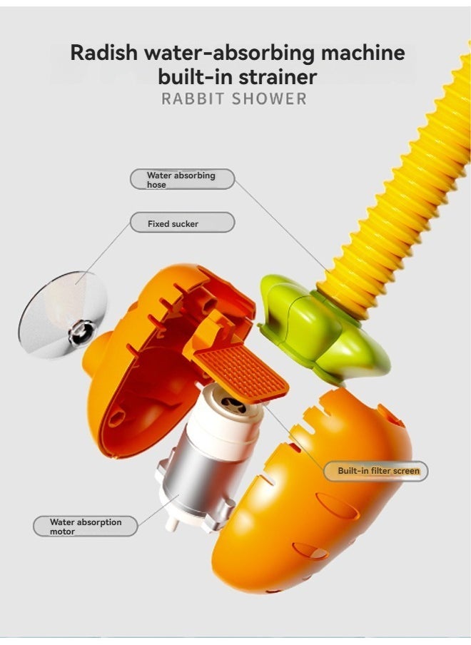 Baby Bath Toys Rabbit Sprinklers - Electric Adjustable Shower Head Water Spray Bathtub Toy, 3 pack Suction Cup Spinning Top Toys,Baby Kids Toddler Shower Gifts for 1 2 3 4 5 Year Olds