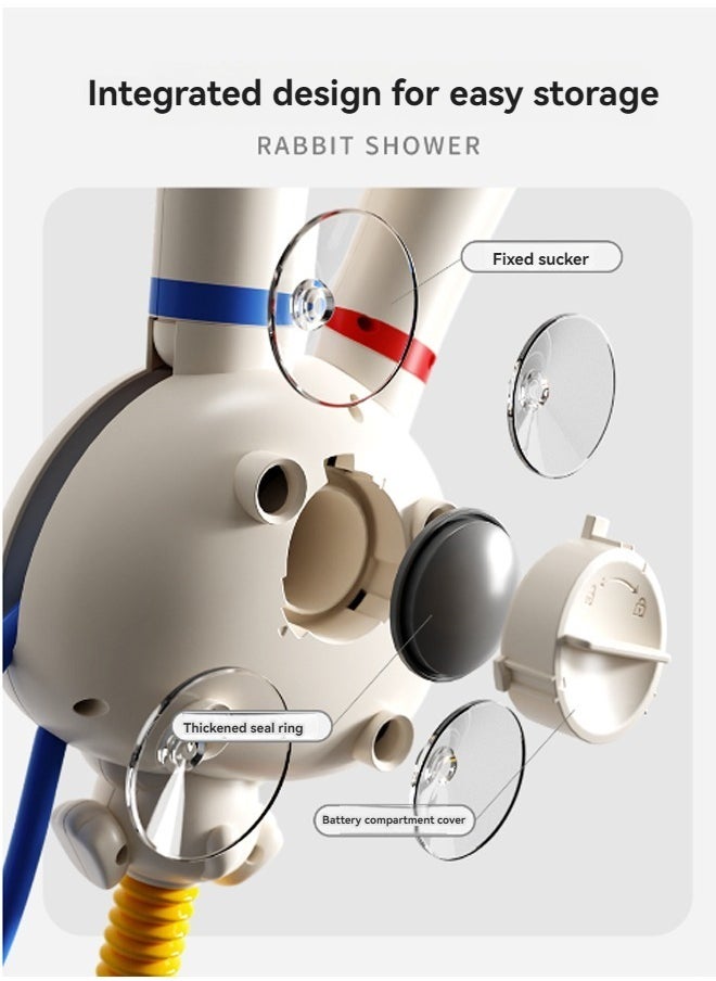 Baby Bath Toys Rabbit Sprinklers - Electric Adjustable Shower Head Water Spray Bathtub Toy, 3 pack Suction Cup Spinning Top Toys,Baby Kids Toddler Shower Gifts for 1 2 3 4 5 Year Olds
