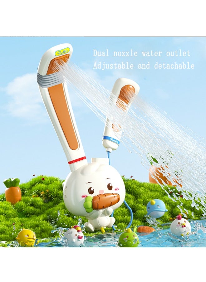 Baby Bath Toys Rabbit Sprinklers - Electric Adjustable Shower Head Water Spray Bathtub Toy, 3 pack Suction Cup Spinning Top Toys,Baby Kids Toddler Shower Gifts for 1 2 3 4 5 Year Olds